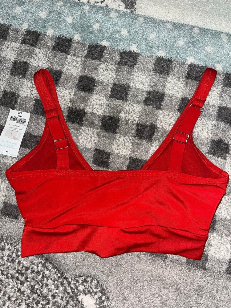 Oasis Womens Small Red Bikini Top Tie Front NWT