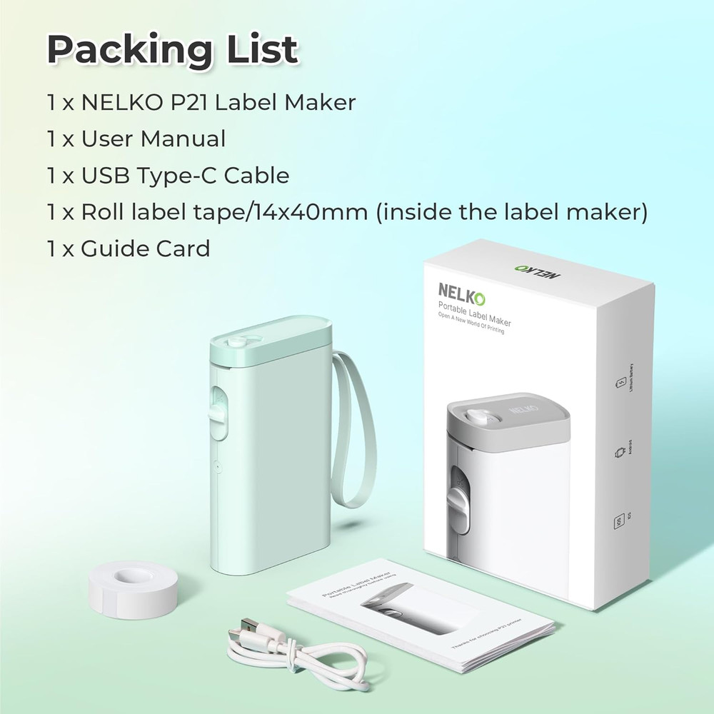 Label Maker Machine with Tape, P21 Bluetooth Label Printer, Wireless Mini Label