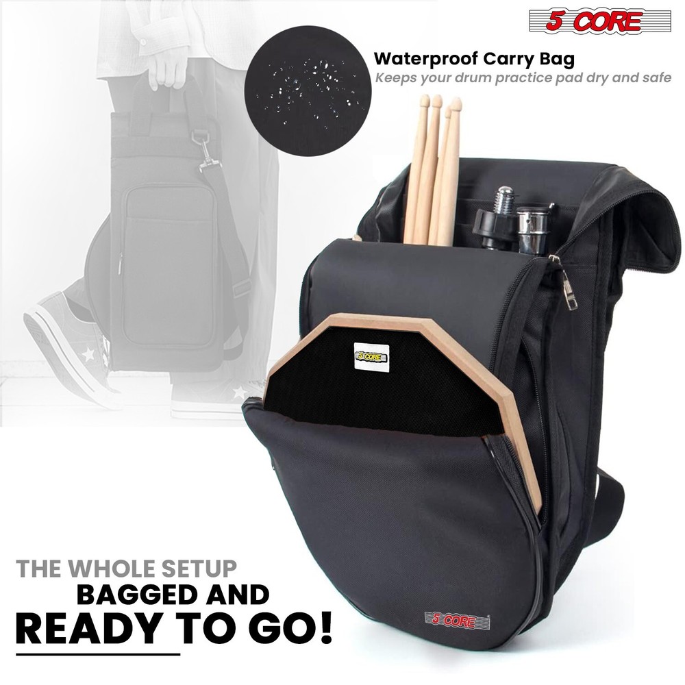 5Core Drum Throne + Drummer Practice Pad Combo Kit Height Adjustable Padded Seat