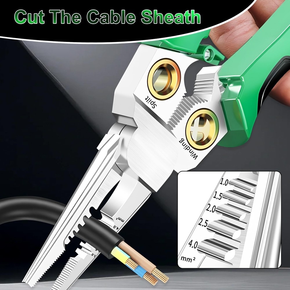 8 in 1 Wire Stripper with Voltage Tester, 2025 New Multi-function Green