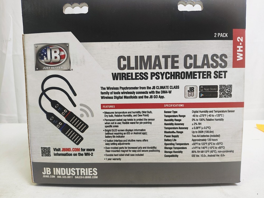 JB Industries WH-2 CLIMATE CLASS Psychrometers, 2 Pack
