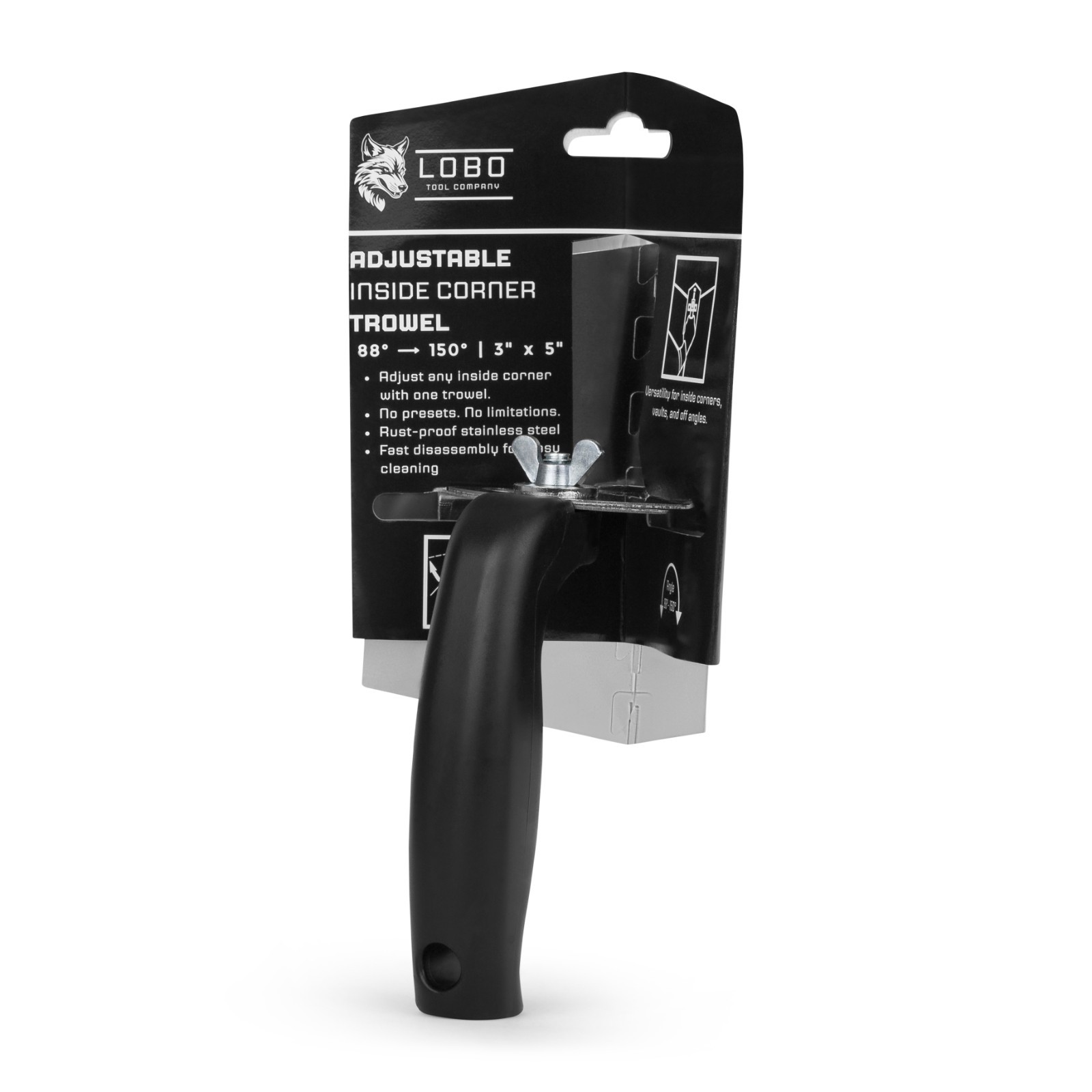 Lobo Adjustable Drywall Inside Corner Trowel 3" x 5" Stainless Steel