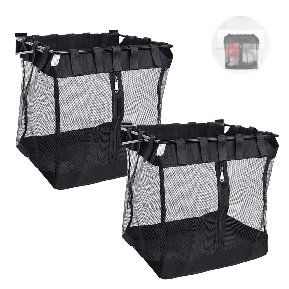 2Pcs Large Slatwall Baskets Mesh with Zipper Large, A