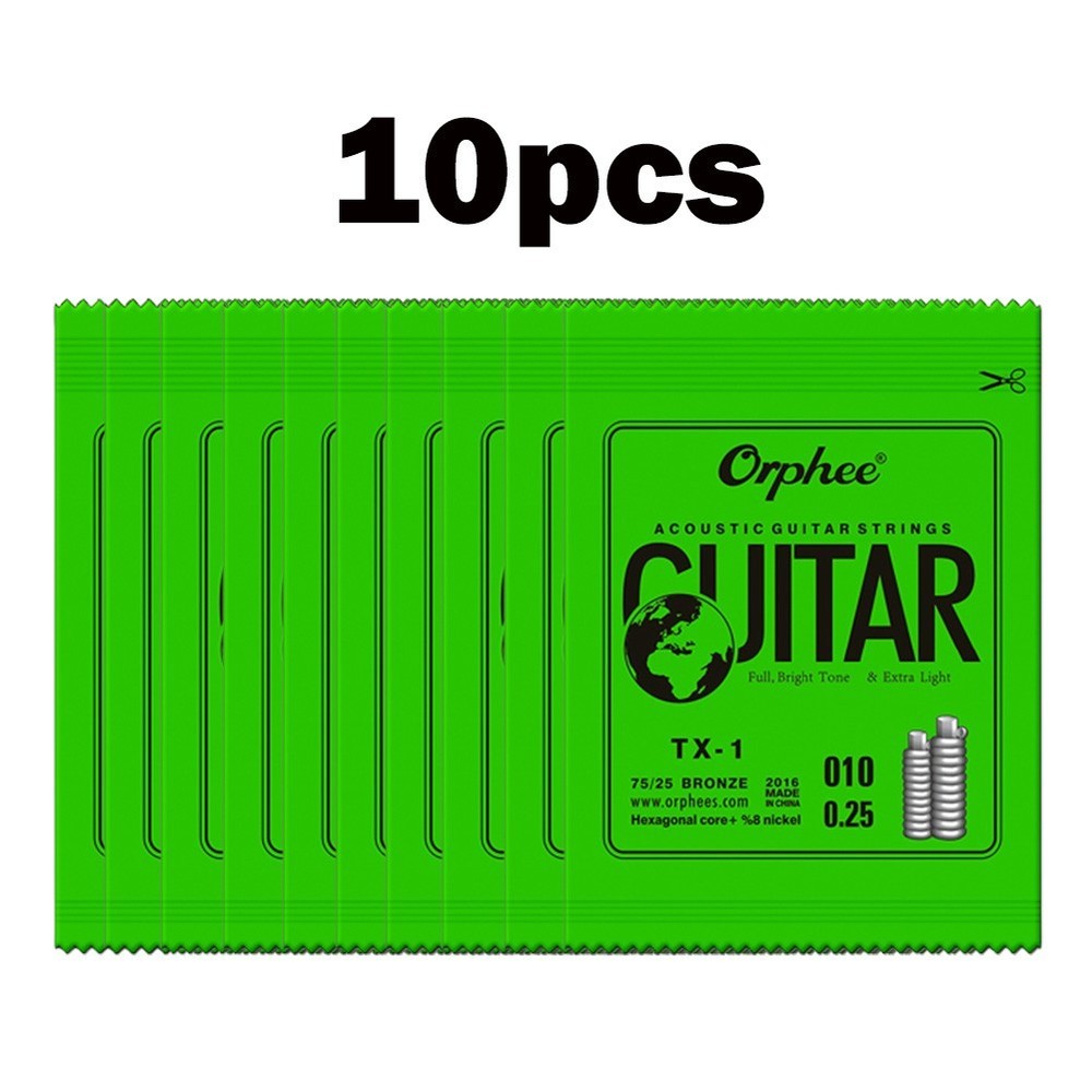 10PCS Orphee Single Strings For Acoustic Guitar 1st E-String(.010) Replacement