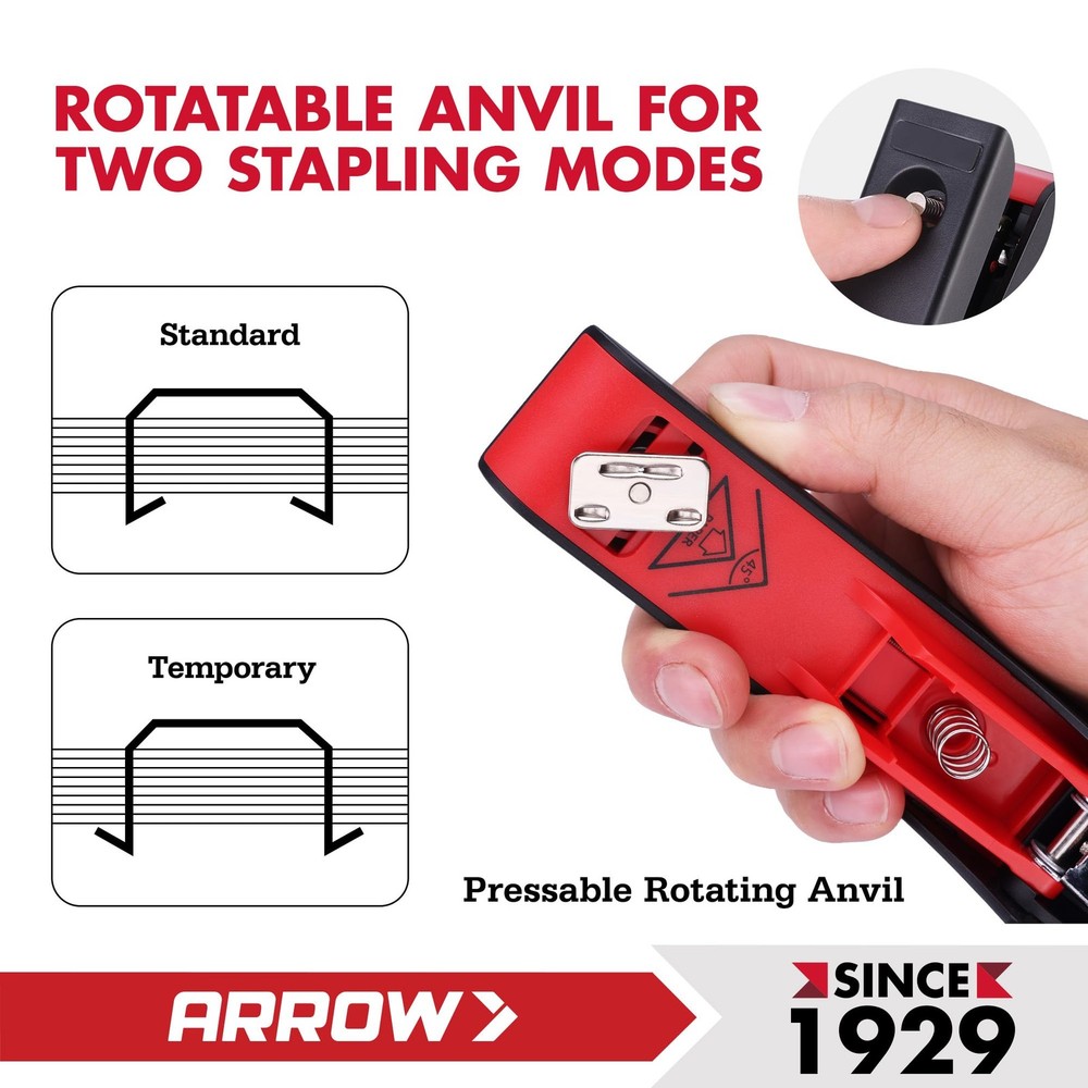 Arrow Full-Strip Stapler with Staples, 25 Sheets Capacity, Black