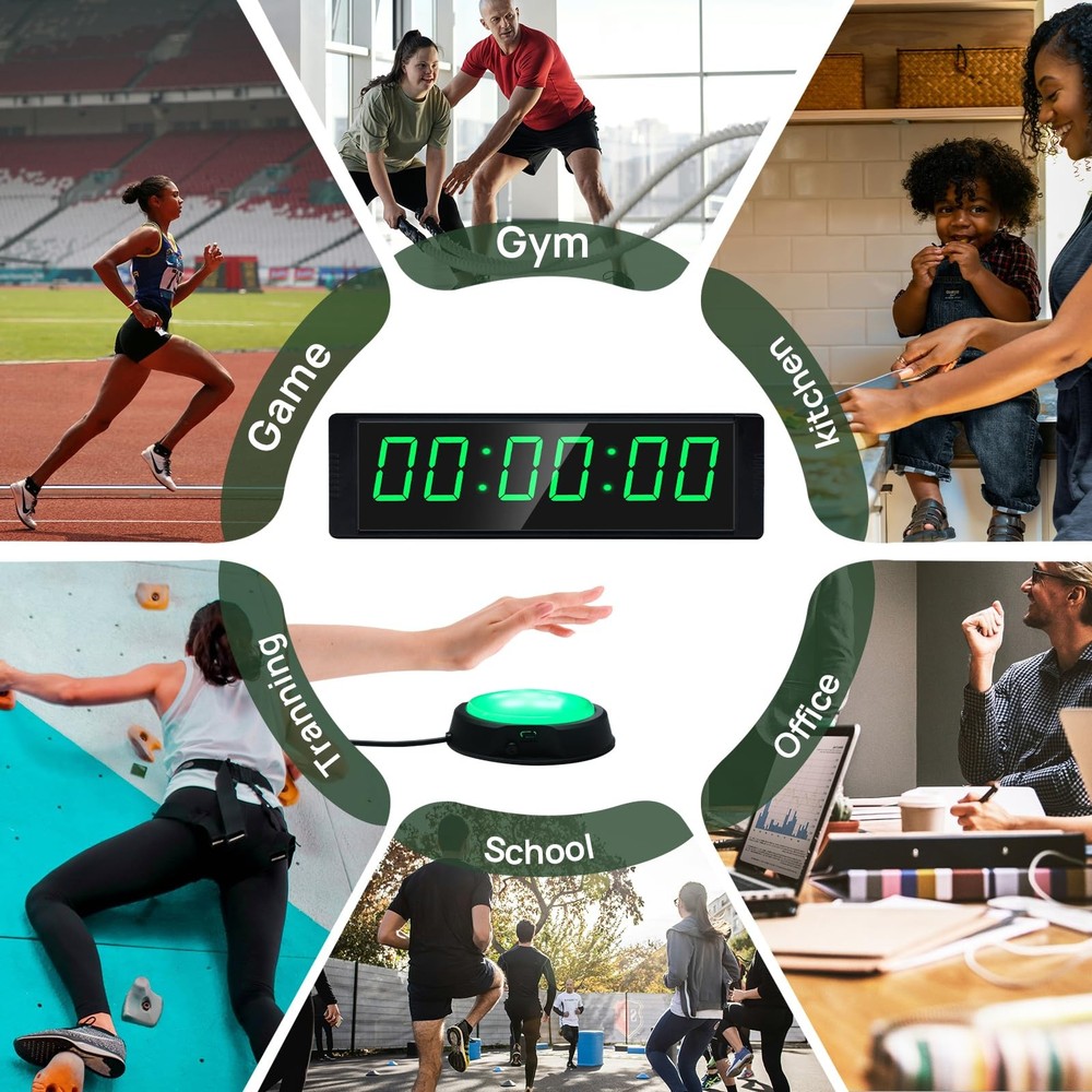 Gym Clock for Home Gym with Start/Stop Button, Interval Timer for Workout, St...