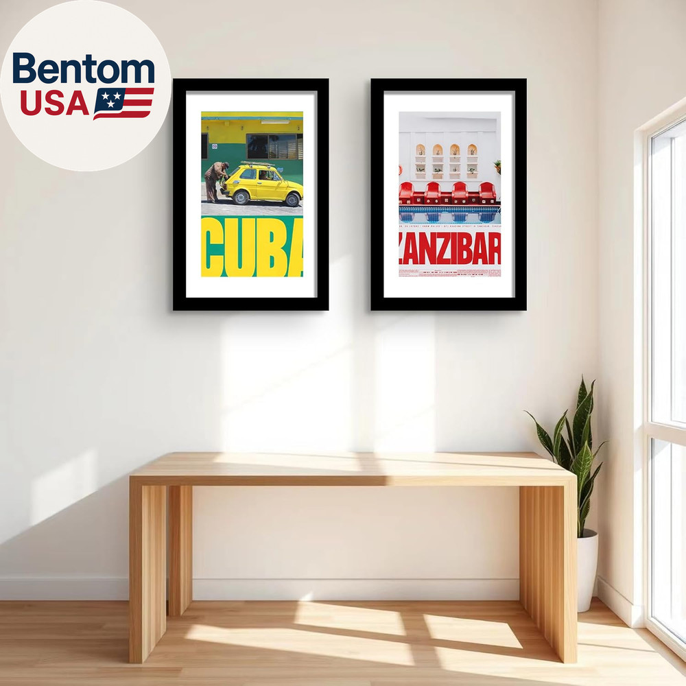 24X36 Poster Frame in Black Solid Wood with Plexiglass 2 Pack