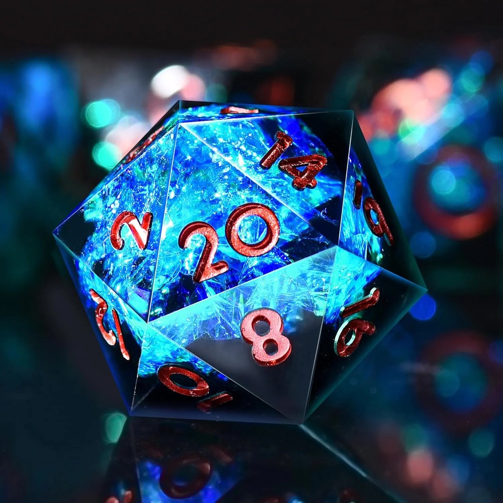 AUSTOR 7-Die DND Dice Set, Handmade Sharp Edge Polyhedral Dice for Dungeons and