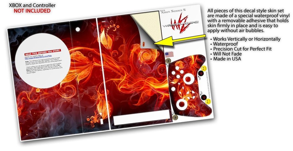 Skins XBOX Series S Console Controller Fire Flower