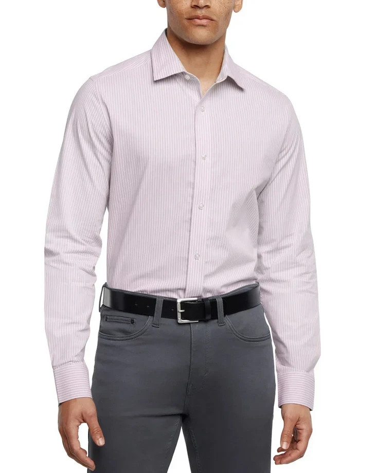 Banana Republic Men's Slim Fit Stretch Poplin Shirt Pink Size L