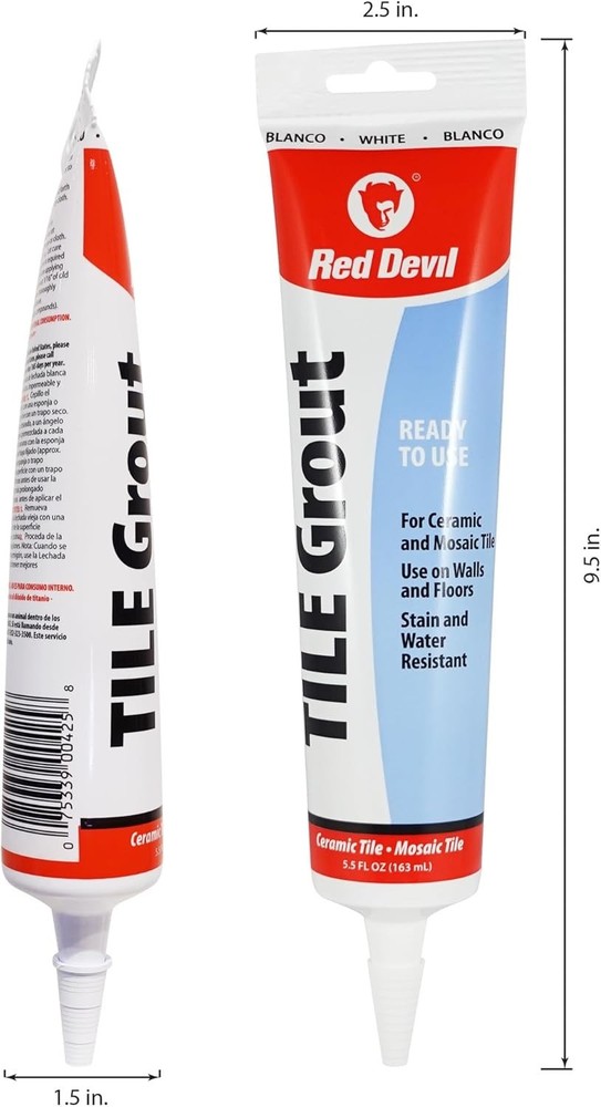 Red Devil 0425 Pre-Mixed Tile Grout, 5.5 oz., White - Ultimate Adhesion Solution