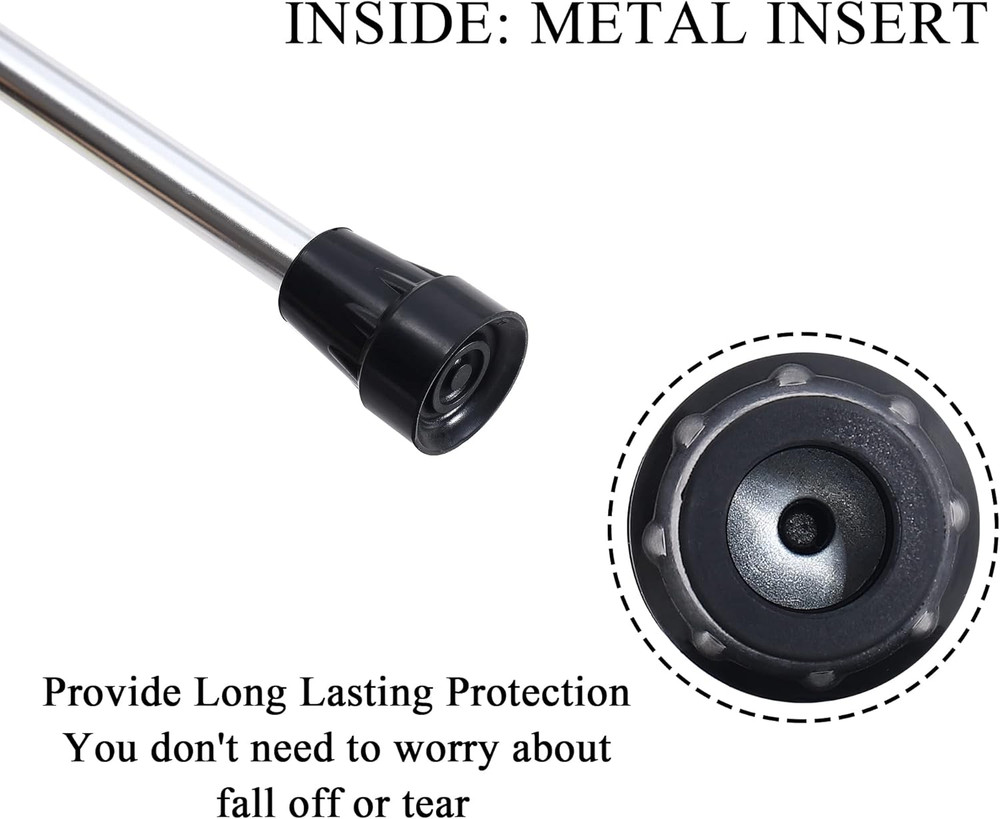 Rubber Cane Tips 7/8 Inch Cane Tips Replacement, Black, 2Pack