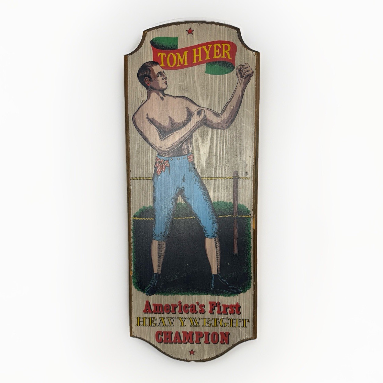 Vintage Boxing Tom Hyer Heavyweight Champion Wood Wall Art Plaque 23x10”