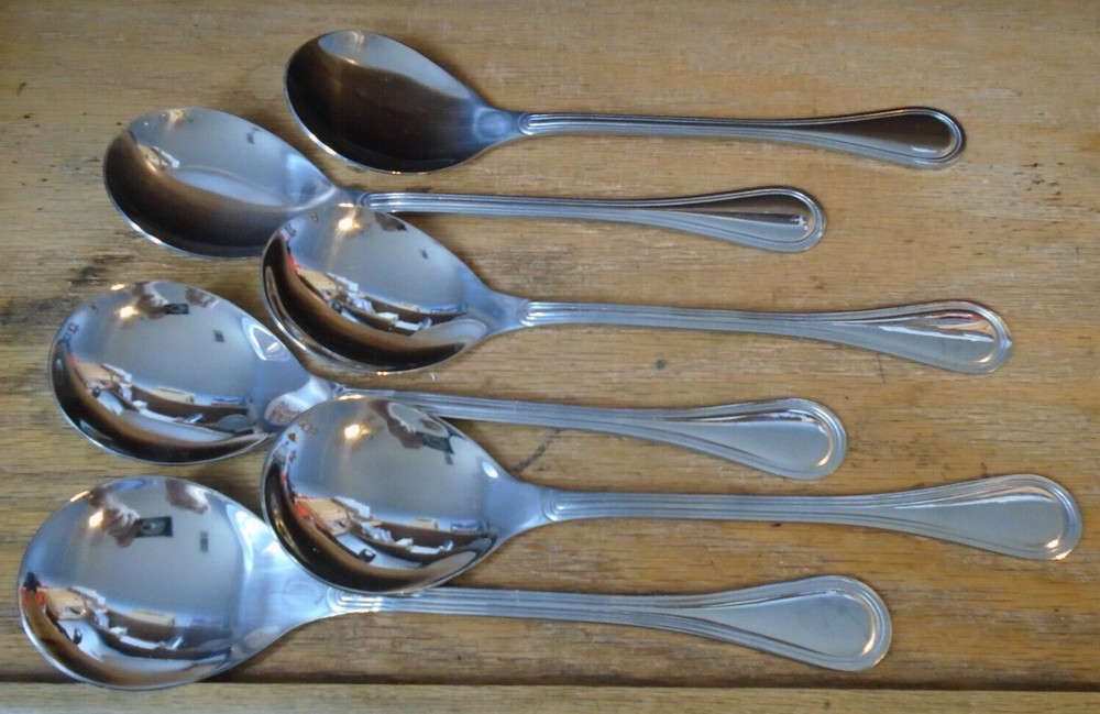 Set of 6 Thunder Group SLBF105 9 3/4"  Solid Serving Spoon MINT Condition