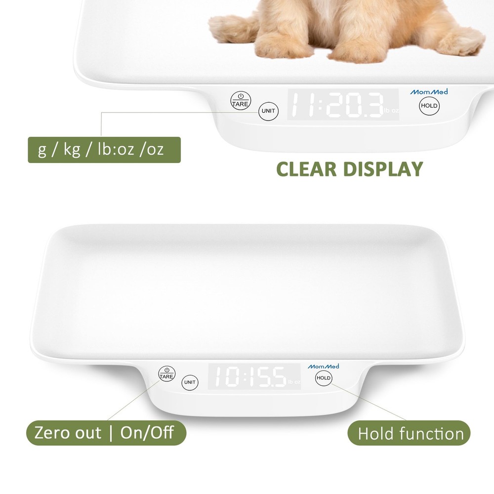 Portable Pet Scale with Hold & Tare Function, Precision Digital Scale for New...