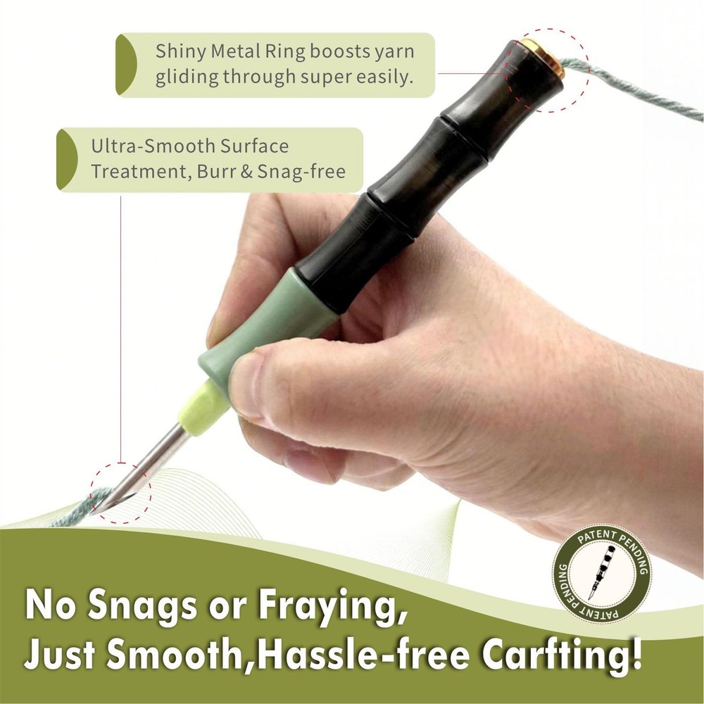 Punch Needle Tool Kit - Ergonomic Handle (Length Adjustable), 8 Interchangeab...