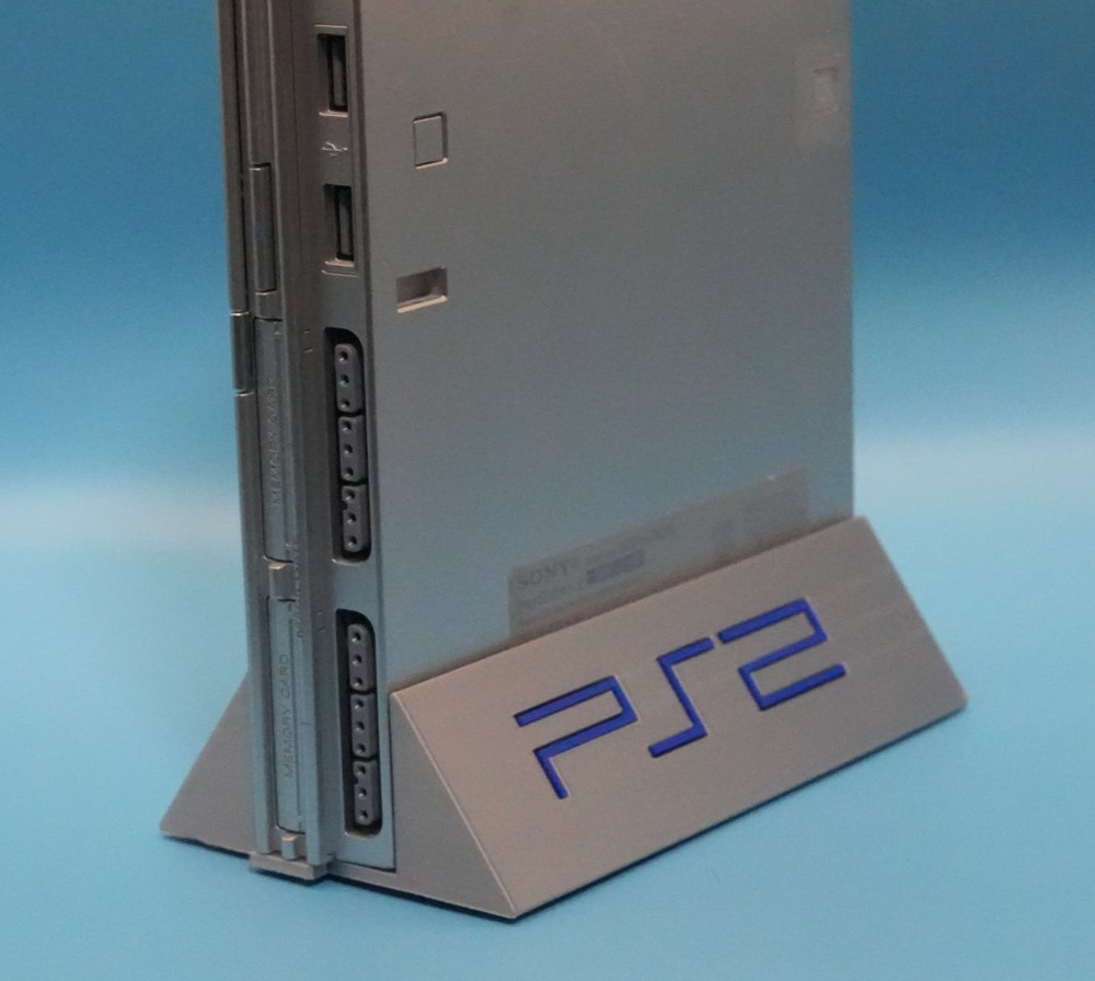 PlayStation 2 Slim vertical stand Silver 3D Printed