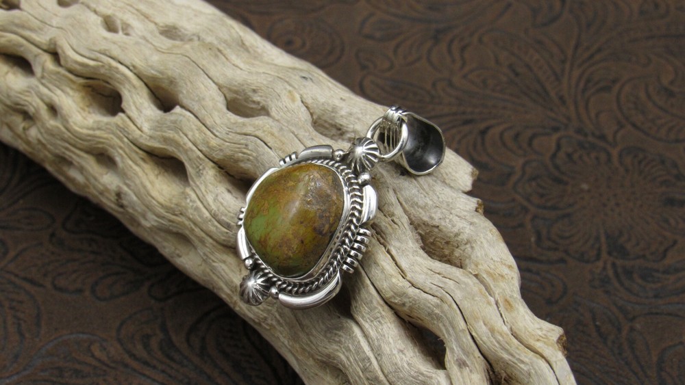 *Green Turquoise Sterling Silver Pendant