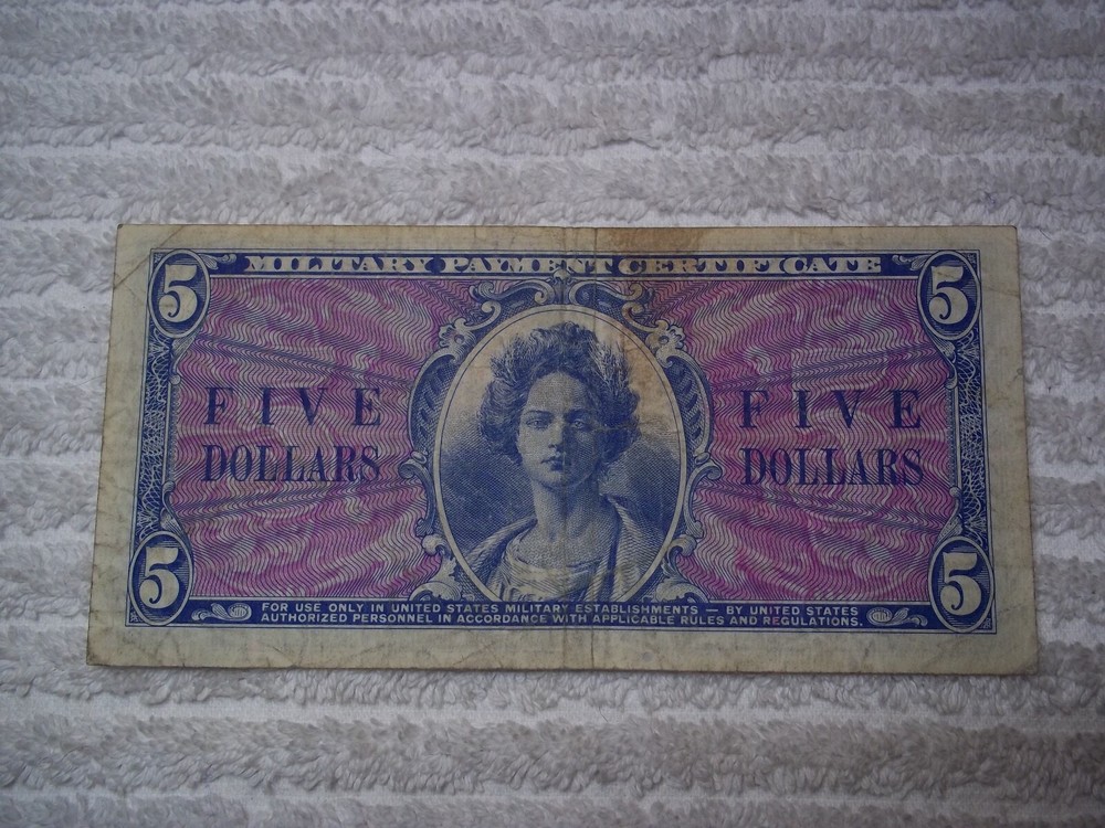 MPC 521 $5 Military Payment Certificate pp13 PROBLEM FREE KEY $5 NOTE