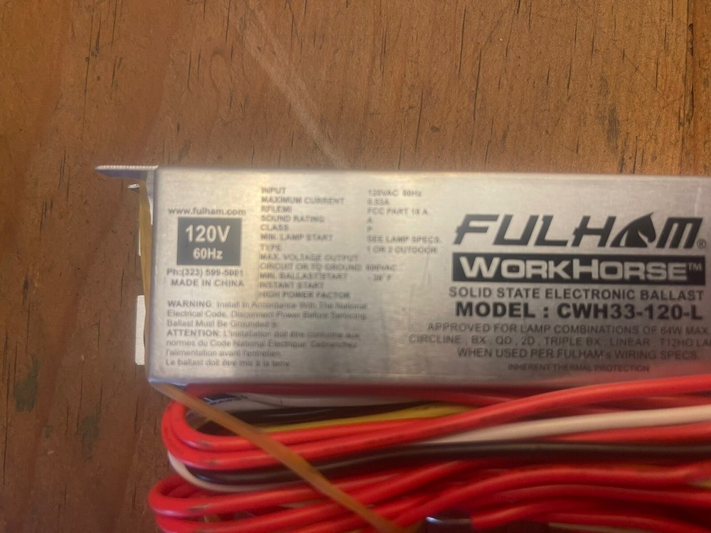 FULHAM WorkHorse Solid State Electronic Ballast Model: CWH33-120-L