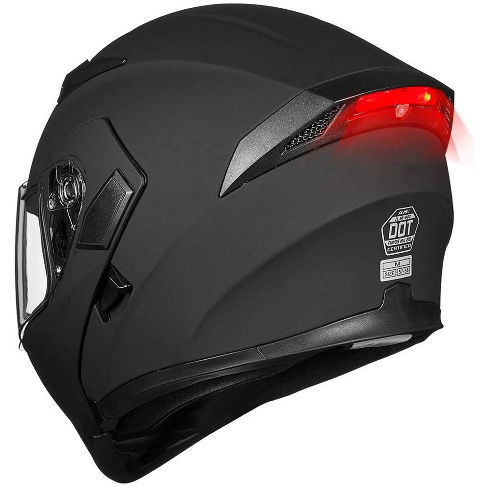 ILM Modular Full Face Motorcycle Helmet Flip up LED Light 2 Visor DOT Pre-owned