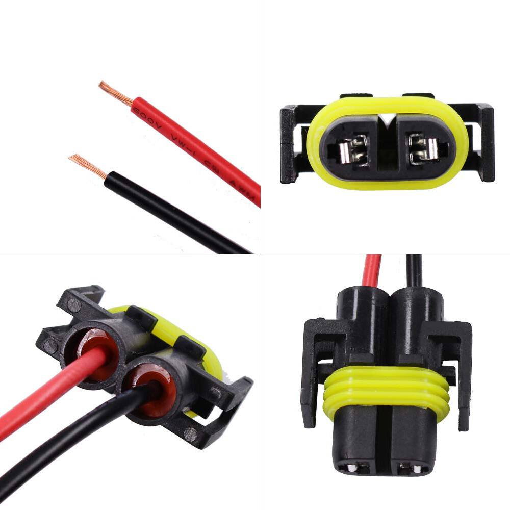 H11 Wire Pigtail S Female Two Harness Light Head Low Beam Socket Connector Plug