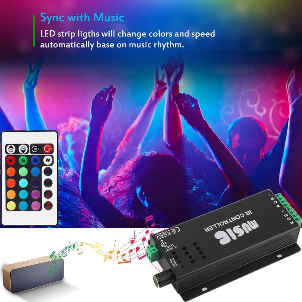 DC12-24V 24 Keys Iron Shell Wireless IR Remote Control Music Sound Controller...