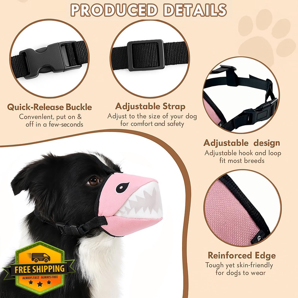 Colenumone Shark Dog Muzzle Black M No Bark Bite