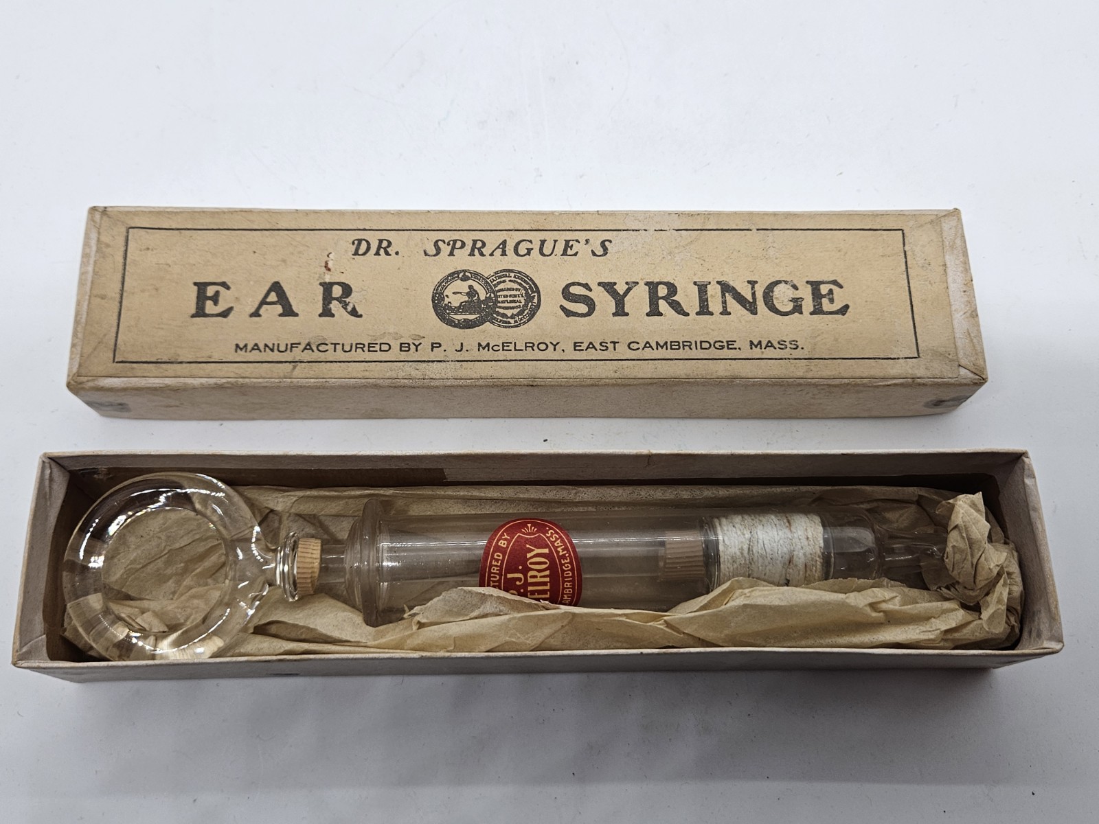 1800's Victorian DR. SPRAGUE'S SYRINGE Hand Blown Glass - P.J. McElroy Cambridge