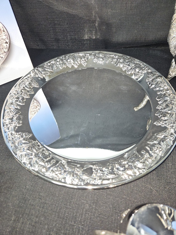 Nice Godinger Silver Plated 4 Piece Coffee Set With Elaborate Grape Design