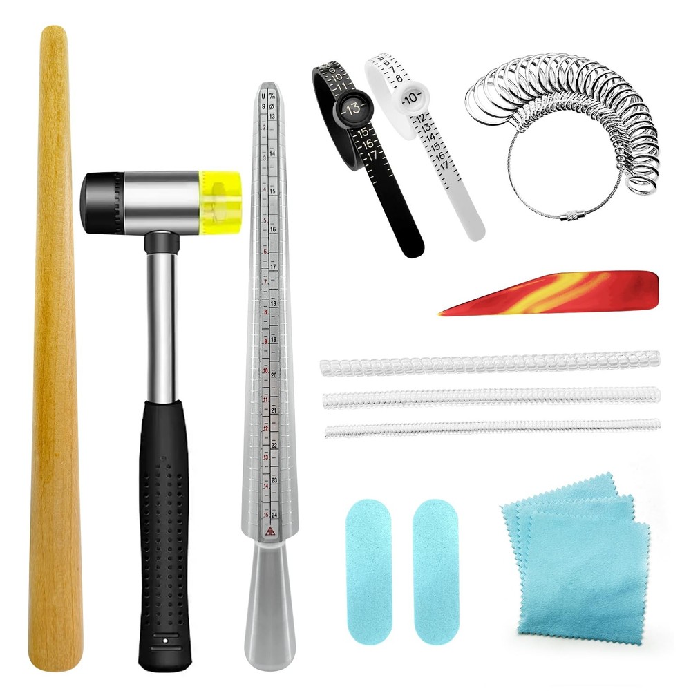 Ring Sizer Measuring Tool Mandrel Sizing Kit Metal metallic color