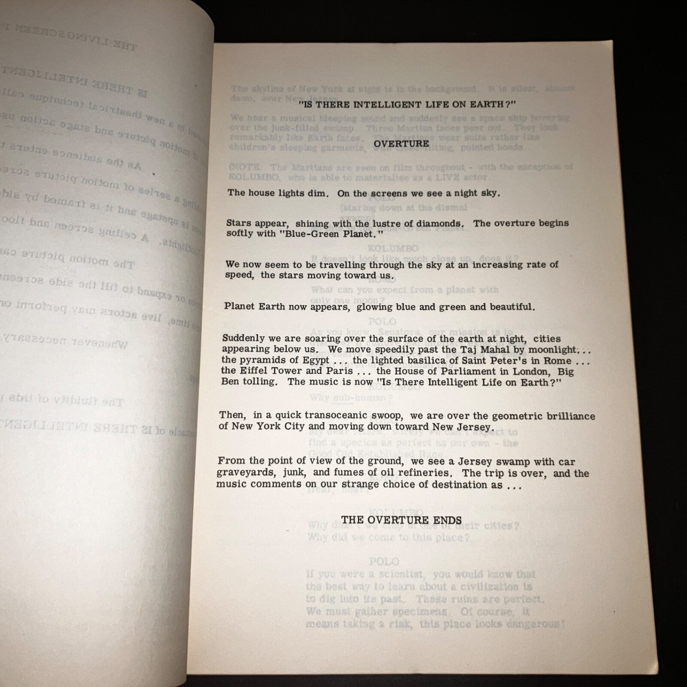 IS THERE INTELLIGENT LIFE ON EARTH? (1962) UK Script / LIVING SCREEN PROCESS+COA