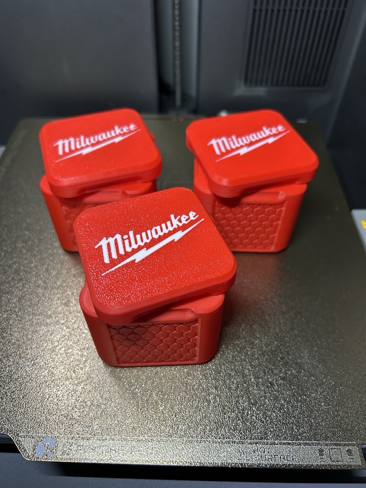 Large Milwaukee Locking Square Container Set 3 Pack 3D Printed Parts Storage