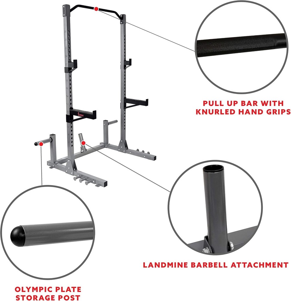 Power Cage & Squat Rack In High Weight Capacity W/ J-Hooks Adjustable Pull Up