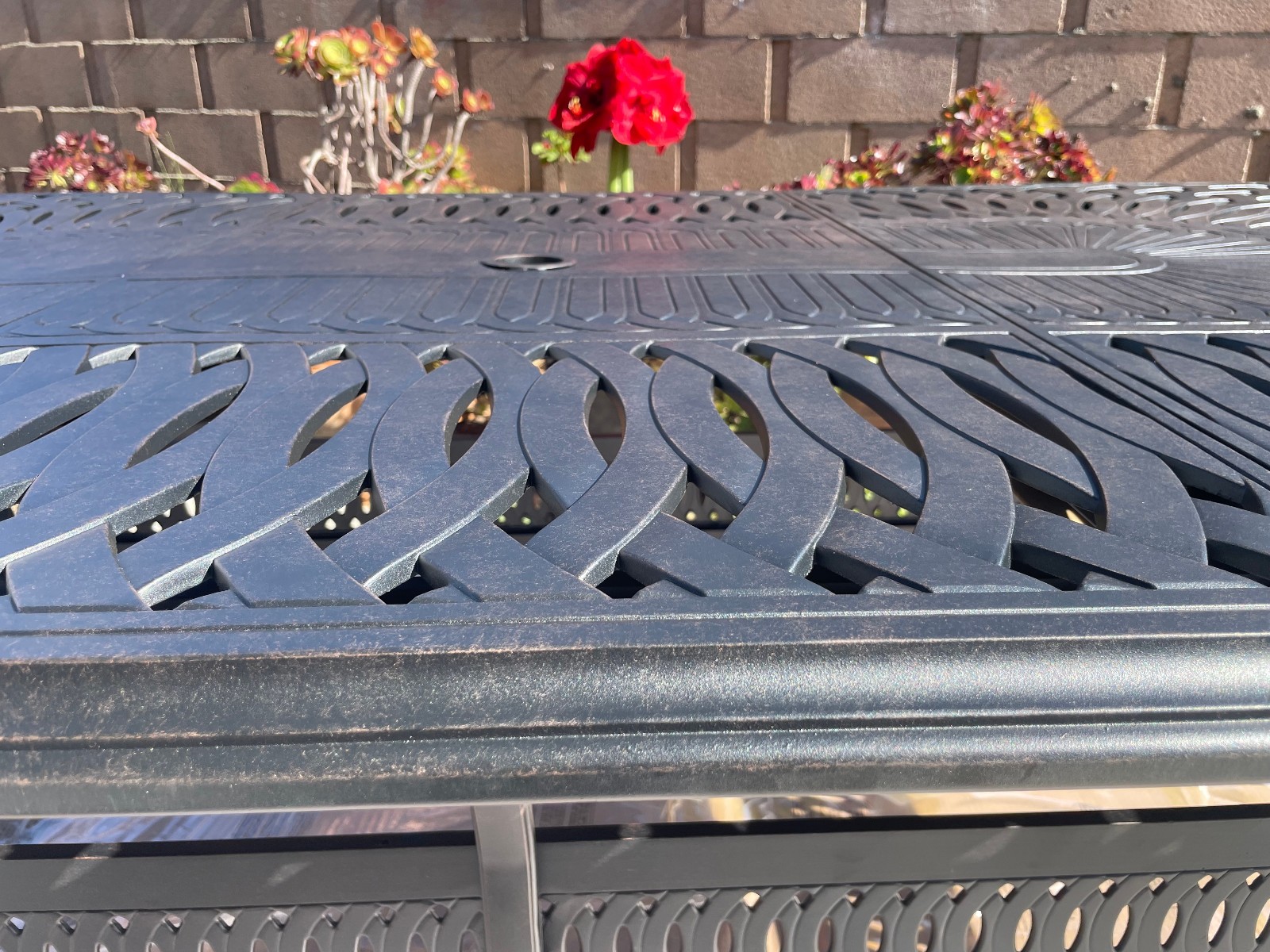 Patio outdoor dining table Santa Clara cast Aluminum rectangular extendable 132"