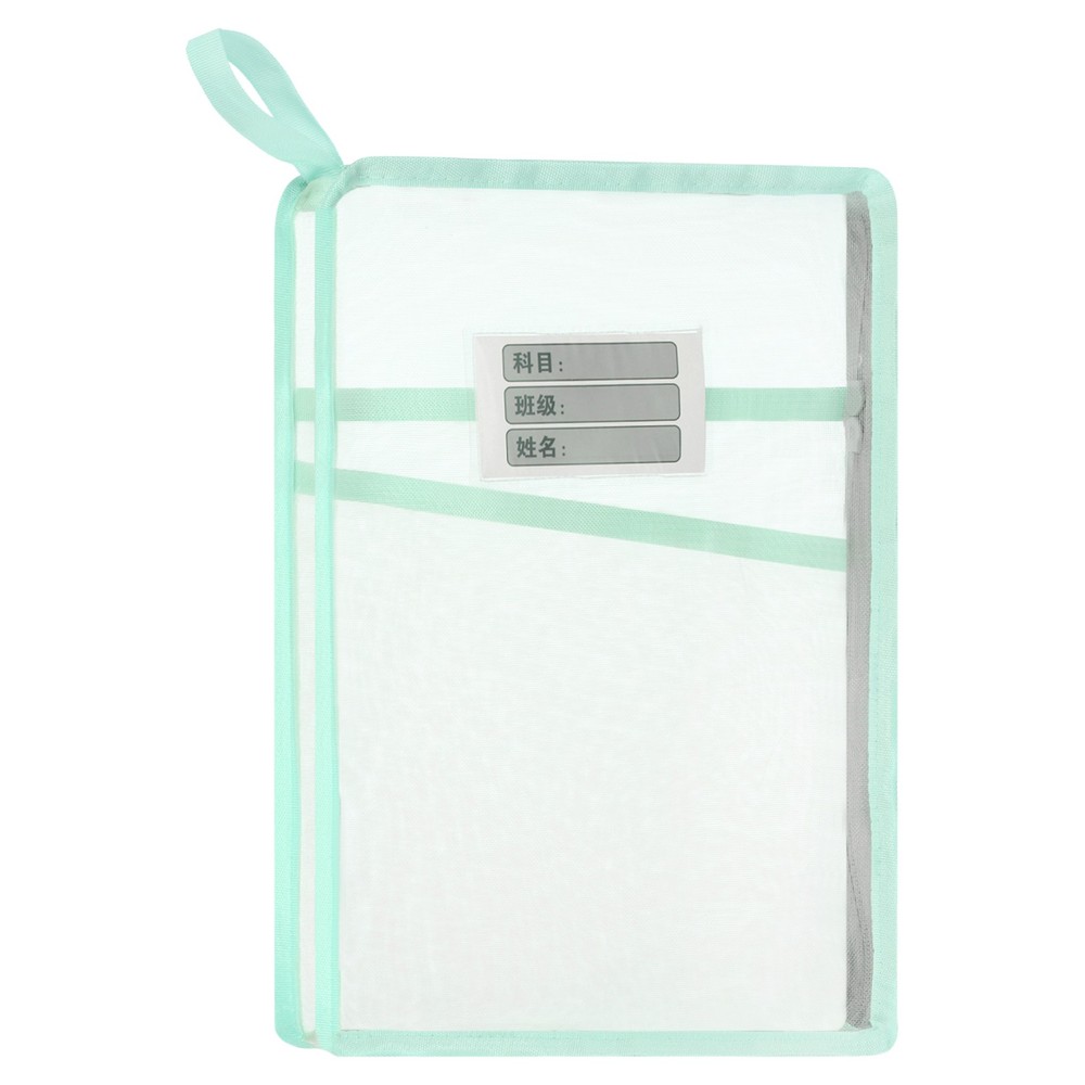Mesh Zipper Pouch, A4 Mesh File Bag with Strap, Green