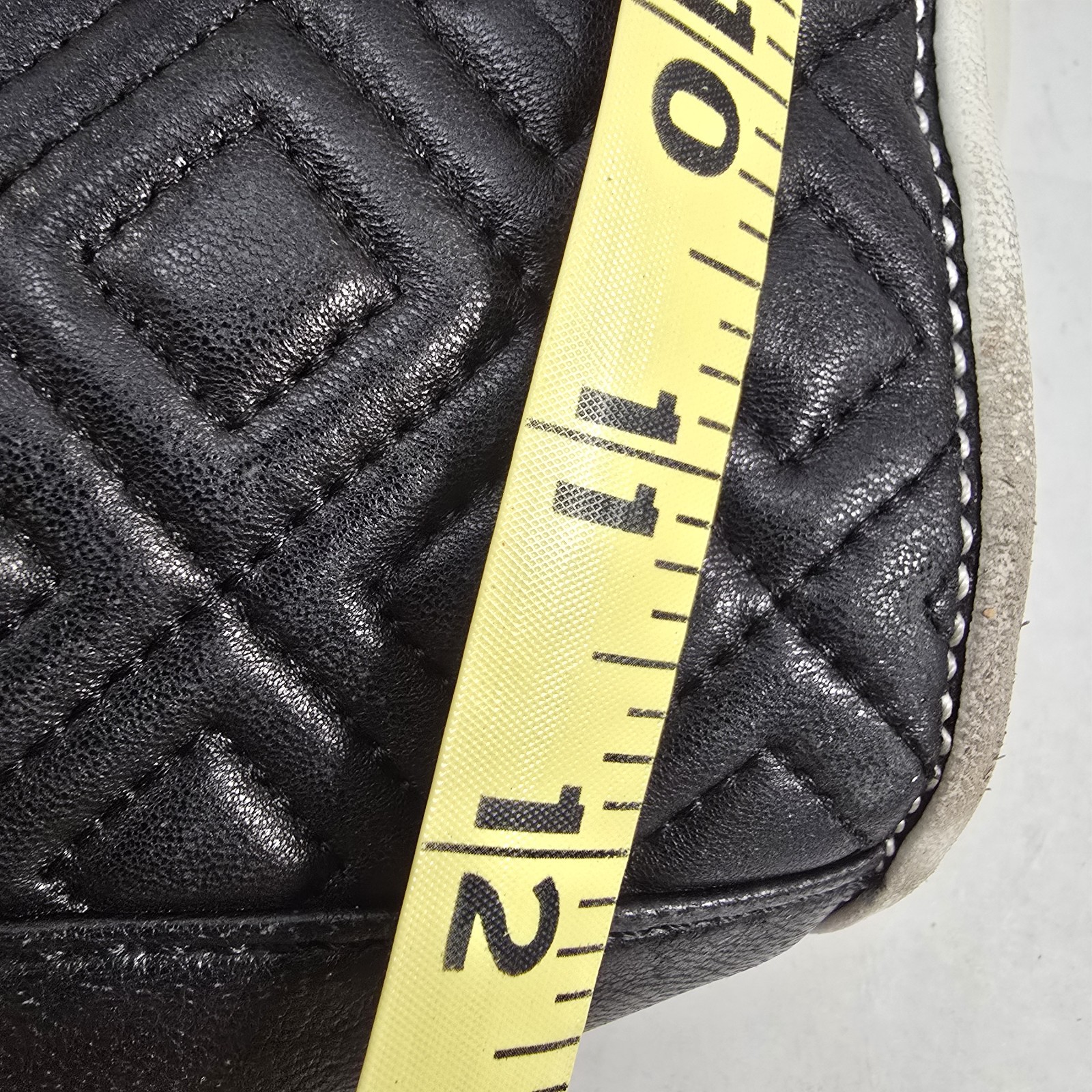 Tory Burch Fleming Quilted Leather Tote Black Ivory Chain Shoulder Bag