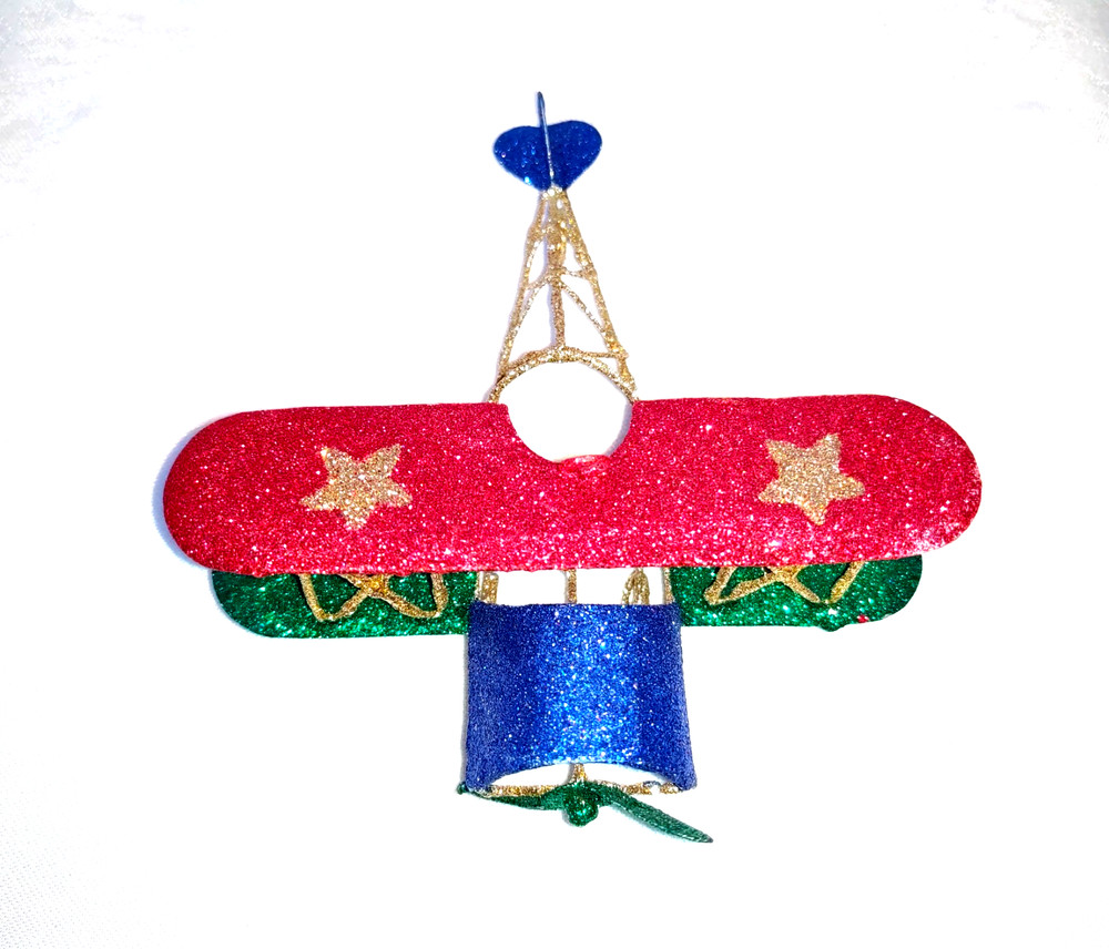 PIER ONE GLITTERED PLANE ORNAMENT