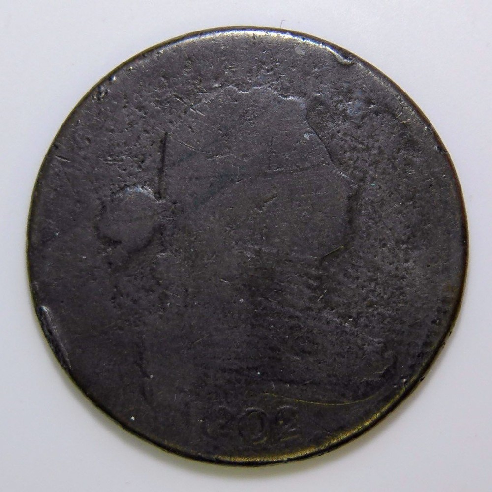 1802 Draped Bust Large Cent Stemless AG k567