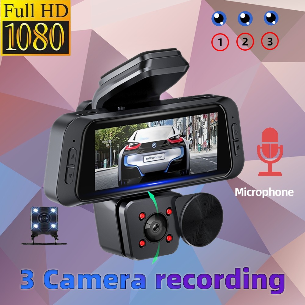 Car DVR Dash Cam Three Lens WIFI Video Loop Recording Motion Detection G-sensor