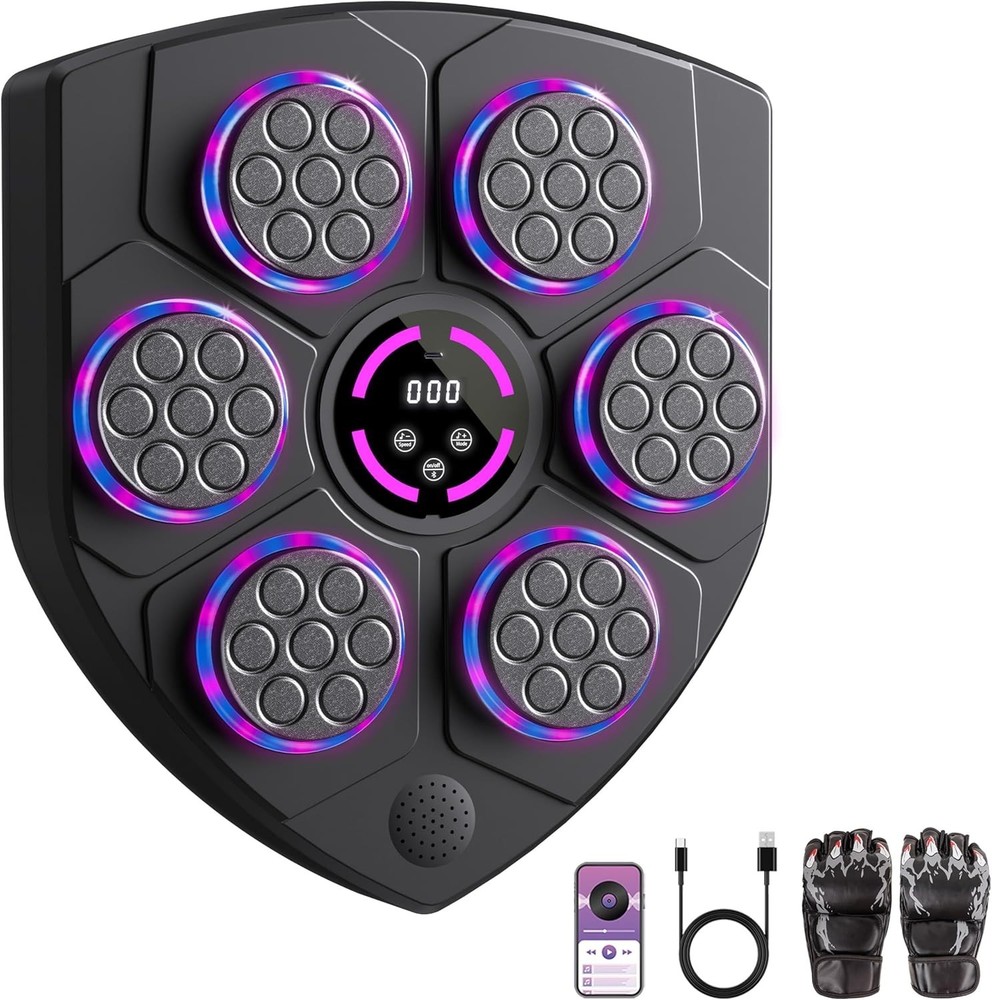 Wall-Mounted Music Boxing Trainer with Gloves - Engaging Home Workout System