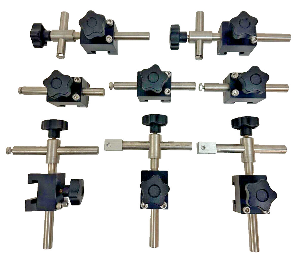 Adjustable Guide Rail Set with Bracket Heads, Stainless Posts, Knobs Lot (10768)