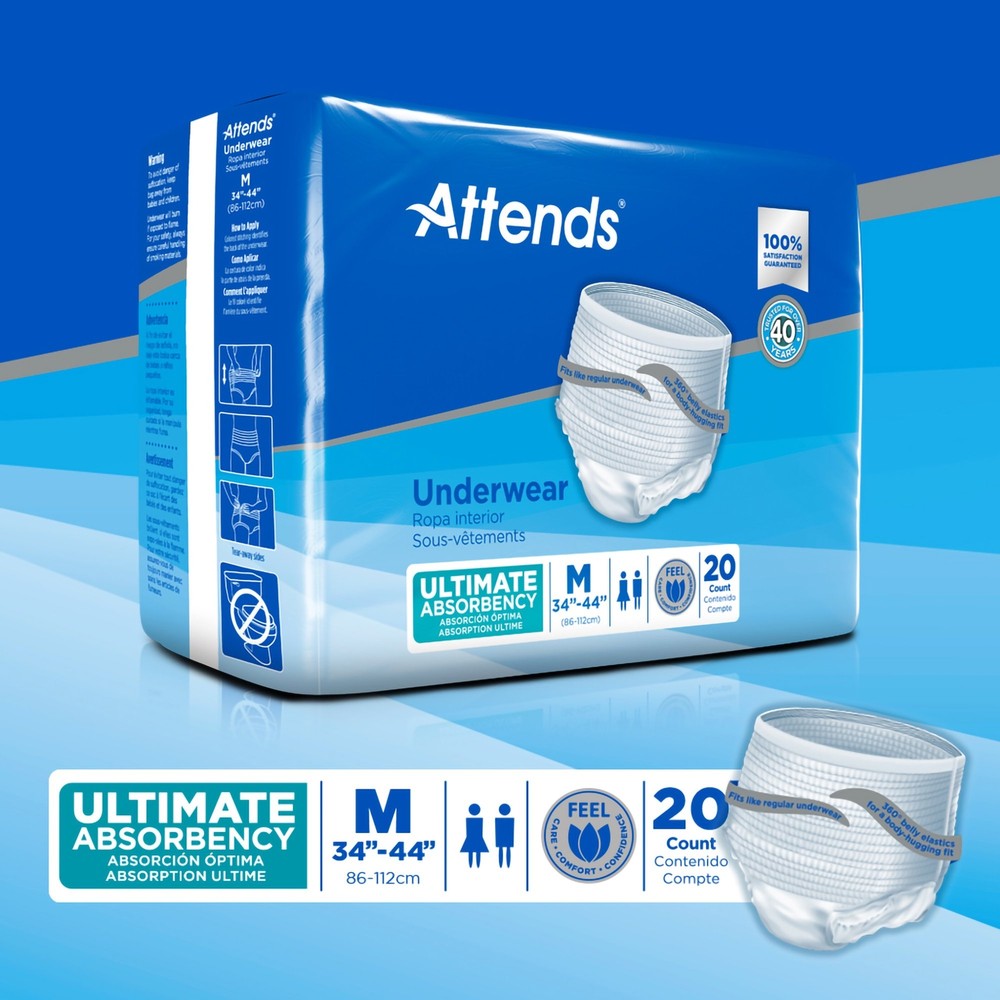 Attends Disposable Underwear Medium Heavy 20 Ct