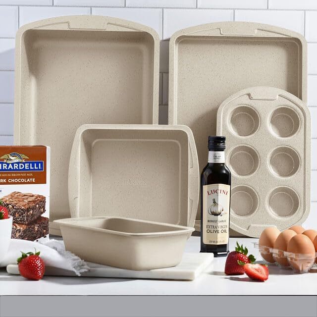 Baking Pan Set - 6 Piece - Stackable, Deluxe, Non-Stick Baking Pan