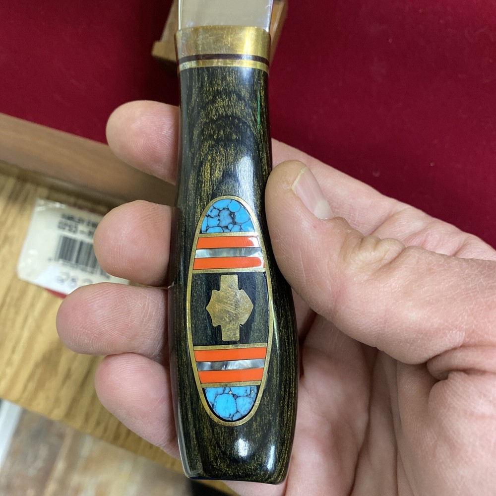 Buck Custom Usa Made Fixed Blade Harley Evolution Inlaid Presentation Box Number
