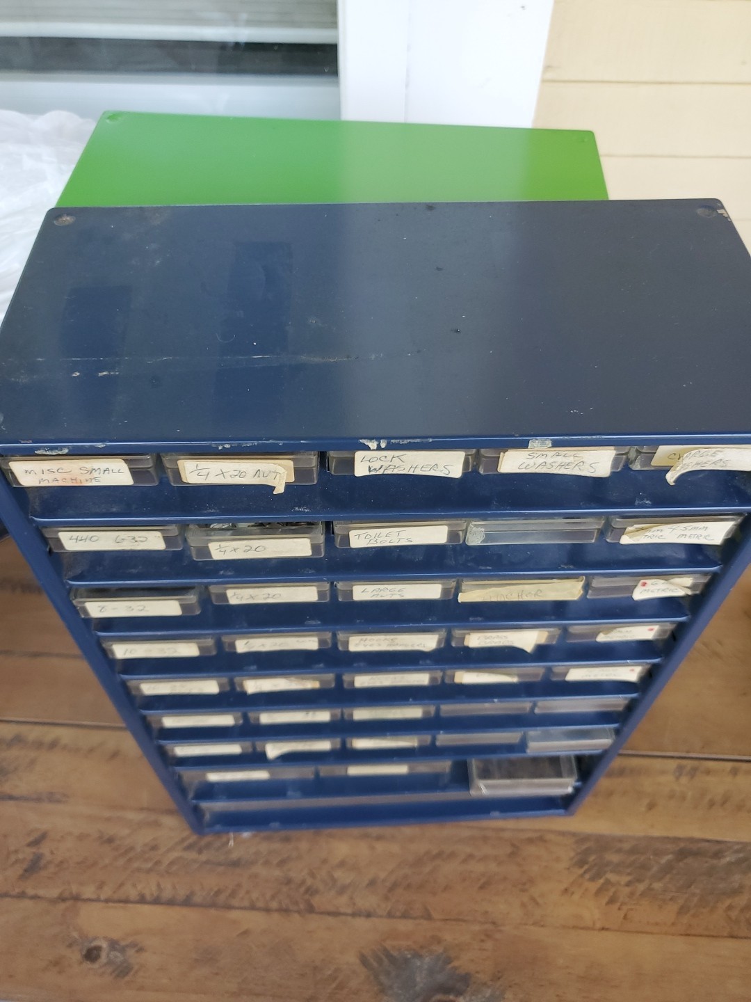 Vintage Blue RAACO 39-Drawer Metal Storage Organizer Cabinet