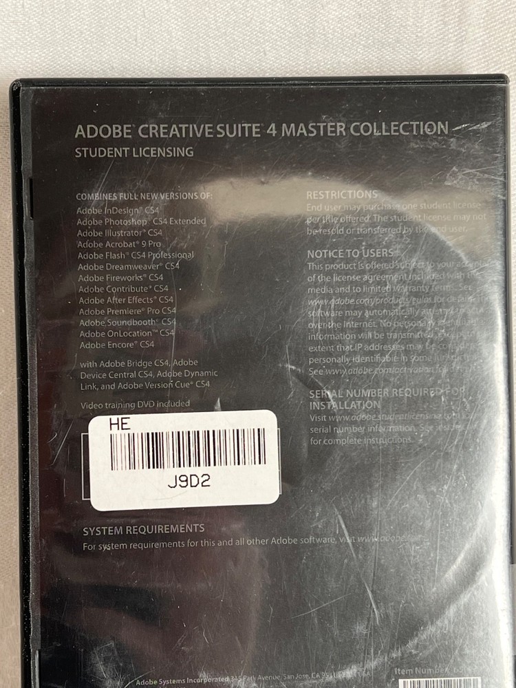 Adobe Creative Suite Master Collection CS4 Mac OS Student Licensing