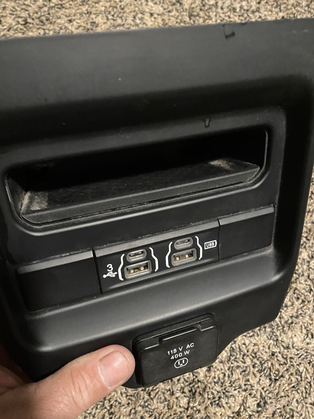 2019-23 Ram Rear Console Mounted Media Hub 115v Power Outlet OEM