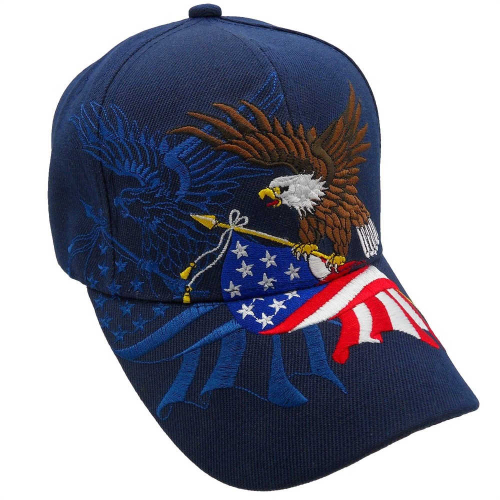 Flying Eagle & US Flag Hat - One Size, & Us - Navy Blue