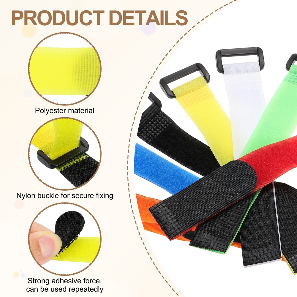10pcs Reusable Cinch Straps 0.8"x12" Hook and Loop Cable Securing Straps, Yellow